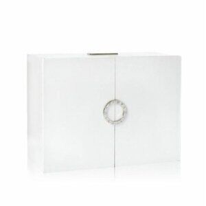 BVLGARI Parfums Cardboard Jewelry Train Case Cosmet Vanity Organizer Box White